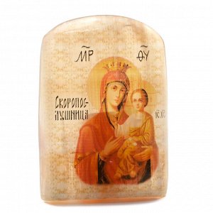 Икона из селенита "Божией Матери Скоропослушница" арка большая, 50*30*65мм