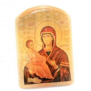 Икона из селенита "Божьей Матери Троеручица" арка большая, 50*30*65мм