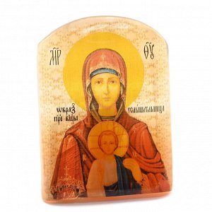 Икона из селенита "Божьей Матери Услышательница" (Зографская) арка большая, 50*30*65мм