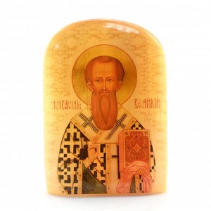 Икона из селенита "Василий Великий" арка большая, 45*30*65мм