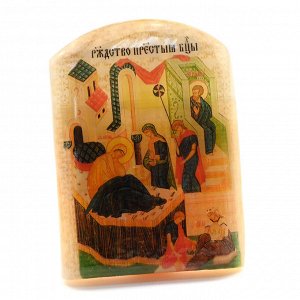 Икона из селенита "Рождество Пресвятой Богородицы" арка большая, 50*30*65мм