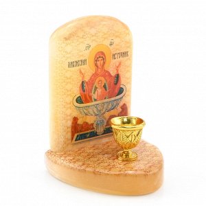 Икона из селенита с подсвечником "Б.М.Живоносный источник" 55*50*75мм