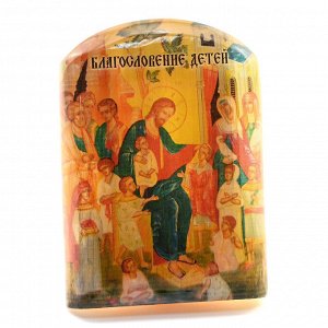 Икона из селенита с подставкой "Благословение детей" арка большая, 50*30*65мм