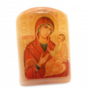 Икона из селенита с подставкой "Богоматерь Одигитрия (Путеводительница)" арка большая, 50*30*65мм