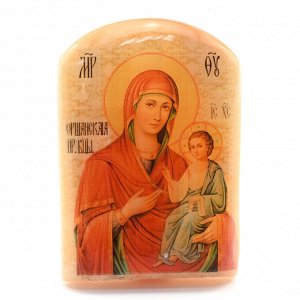 Икона из селенита с подставкой "Божией Матери Оршанская" арка большая, 50*30*65мм