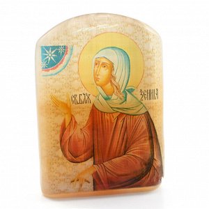 Икона из селенита с подставкой №1 "Ксения Петербургская" арка большая, 50*30*65мм