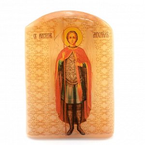 Именная икона из селенита "Архангел Михаил" арка большая, 50*30*65мм