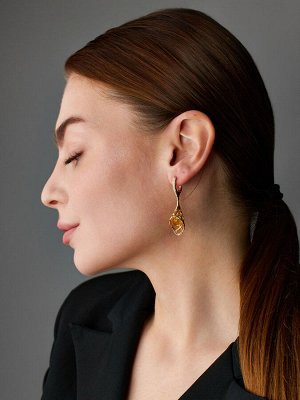 Серьги-сеточки из янтаря лимонного цвета «Женева»