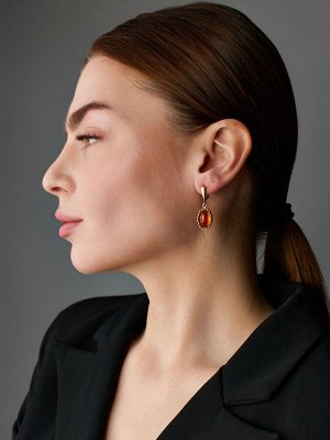 Элегантные серьги с коньячным янтарём «Флоренция»
