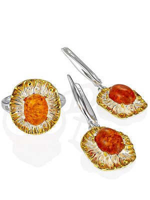 Изящные серьги из натурального янтаря «Азалия»