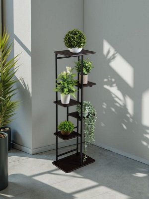 Подставка для цветов Greengo, 6 полок, 36x23x106 см, напольная, каркас металл, полки МДФ, чёрная