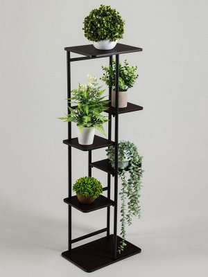 Подставка для цветов Greengo, 6 полок, 36x23x106 см, напольная, каркас металл, полки МДФ, чёрная
