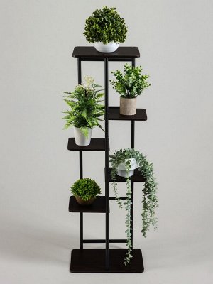 Подставка для цветов Greengo, 6 полок, 36x23x106 см, напольная, каркас металл, полки МДФ, чёрная