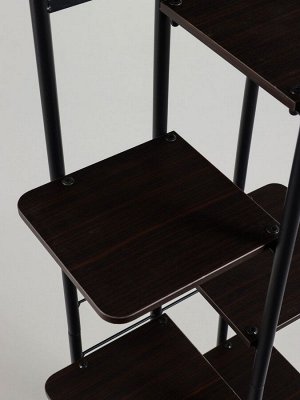 Подставка для цветов Greengo, 4 полки, 36x23x74 см, напольная, каркас металл, полки МДФ, чёрная