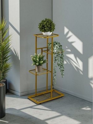 Подставка для цветов Greengo, 4 полки, 43x22x82 см, напольная, металл, цвет золотой