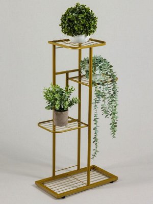 Подставка для цветов Greengo, 4 полки, 43x22x82 см, напольная, металл, цвет золотой