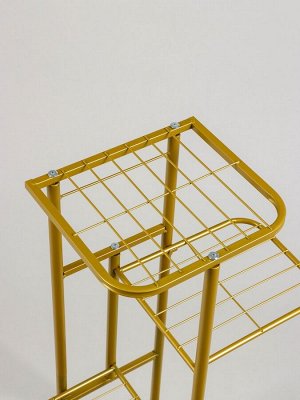 Подставка для цветов Greengo, 4 полки, 43x22x82 см, напольная, металл, цвет золотой