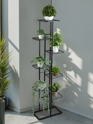 Подставка для цветов Greengo, 8 полок, 43x22x141 см, напольная, металл, чёрная