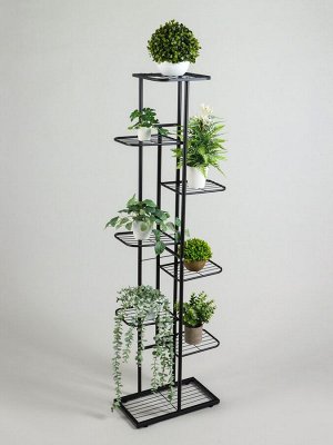 Подставка для цветов Greengo, 8 полок, 43x22x141 см, напольная, металл, чёрная