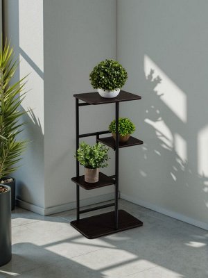 Подставка для цветов Greengo, 4 полки, 36x23x74 см, напольная, каркас металл, полки МДФ, чёрная