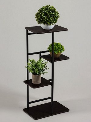 Подставка для цветов Greengo, 4 полки, 36x23x74 см, напольная, каркас металл, полки МДФ, чёрная