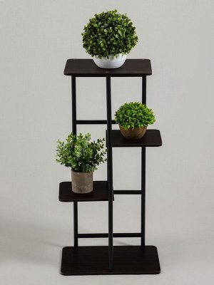Подставка для цветов Greengo, 4 полки, 36x23x74 см, напольная, каркас металл, полки МДФ, чёрная