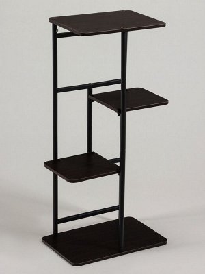 Подставка для цветов Greengo, 4 полки, 36x23x74 см, напольная, каркас металл, полки МДФ, чёрная
