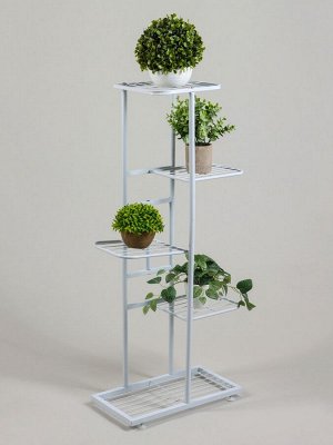 Подставка для цветов Greengo, 5 полок, 44x22x95 см, напольная, металл, белая