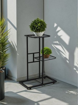 Подставка для цветов Greengo, 3 полки, 43x22x57 см, напольная, металл, чёрная