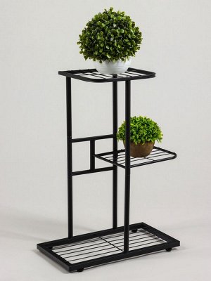 Подставка для цветов Greengo, 3 полки, 43x22x57 см, напольная, металл, чёрная