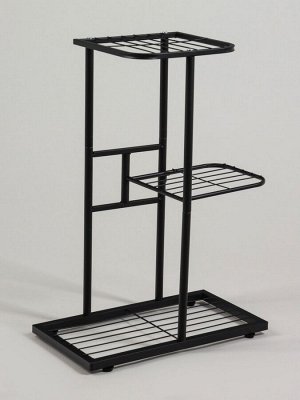 Подставка для цветов Greengo, 3 полки, 43x22x57 см, напольная, металл, чёрная