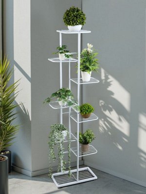 Подставка для цветов Greengo, 8 полок, 43x22x141 см, напольная, металл, белая