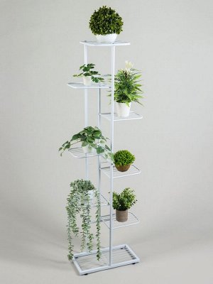 Подставка для цветов Greengo, 8 полок, 43x22x141 см, напольная, металл, белая
