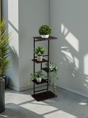 Подставка для цветов Greengo, 5 полок, 36x23x94 см, напольная, каркас металл, полки МДФ, чёрная