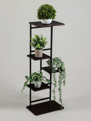 Подставка для цветов Greengo, 5 полок, 36x23x94 см, напольная, каркас металл, полки МДФ, чёрная