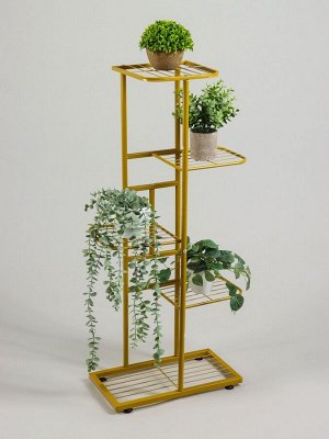 Подставка для цветов Greengo, 5 полок, 44x22x95 см, напольная, металл, цвет золотой