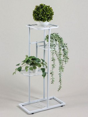 Подставка для цветов Greengo, 4 полки, 43x22x82 см, напольная, металл, белая