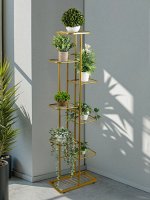 Подставка для цветов Greengo, 8 полок, 43x22x141 см, напольная, металл, цвет золотой