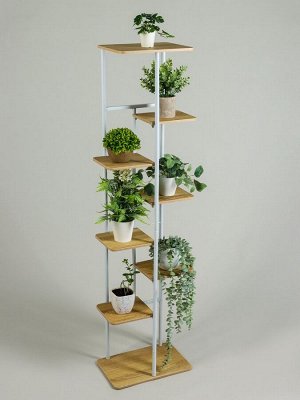 Подставка для цветов Greengo, 8 полок, 36x23x136 см, напольная, каркас металл, полки МДФ, белая