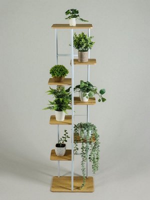 Подставка для цветов Greengo, 8 полок, 36x23x136 см, напольная, каркас металл, полки МДФ, белая