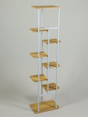Подставка для цветов Greengo, 8 полок, 36x23x136 см, напольная, каркас металл, полки МДФ, белая