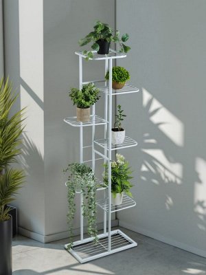 Подставка для цветов Greengo, 7 полок, 43x22x126 см, напольная, металл, белая