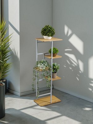 Подставка для цветов Greengo, 5 полок, 36x23x94 см, напольная, каркас металл, полки МДФ, белая