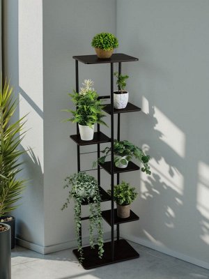 Подставка для цветов Greengo, 7 полок, 36x23x120 см, напольная, каркас металл, полки МДФ, чёрная