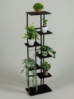 Подставка для цветов Greengo, 7 полок, 36x23x120 см, напольная, каркас металл, полки МДФ, чёрная