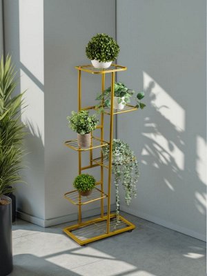 Подставка для цветов Greengo, 6 полок, 44x22x105 см, напольная, металл, цвет золотой