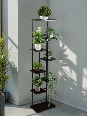 Подставка для цветов Greengo, 8 полок, 36x23x136 см, напольная, каркас металл, полки МДФ, чёрная