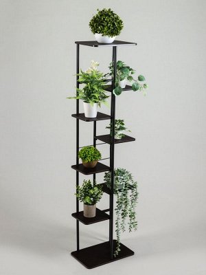 Подставка для цветов Greengo, 8 полок, 36x23x136 см, напольная, каркас металл, полки МДФ, чёрная