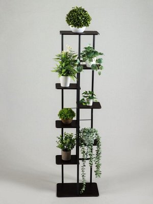 Подставка для цветов Greengo, 8 полок, 36x23x136 см, напольная, каркас металл, полки МДФ, чёрная