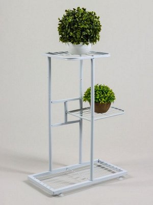 Подставка для цветов Greengo, 3 полки, 43x22x57 см, напольная, металл, белая